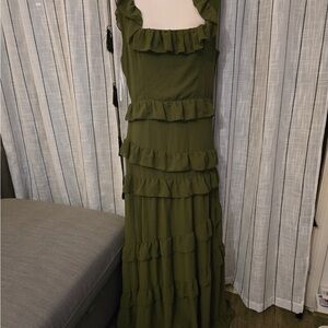 Lulu's Olive Green Tiered Maxi Dress